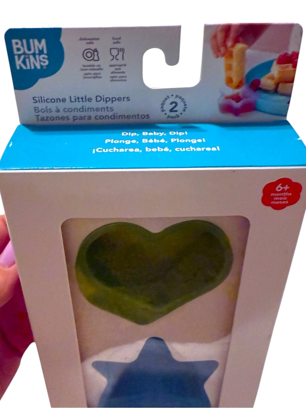 Bumkins Silicone Little Dippers (2-Pack) – Heart & Star Dip Bowls for Babies - Picture 2 of 6